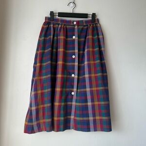 Vintage 90s Daniel Hechter Colorful Plaid Button Front Skirt S